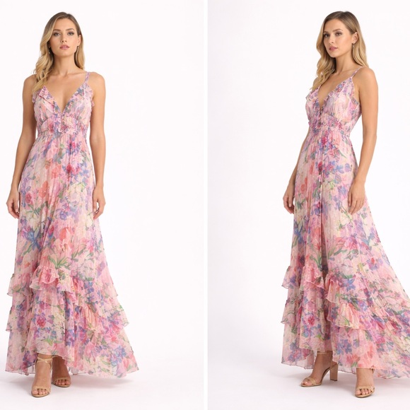 PatBO Dresses & Skirts - PatBO Pink and Purple Floral Maxi Dress